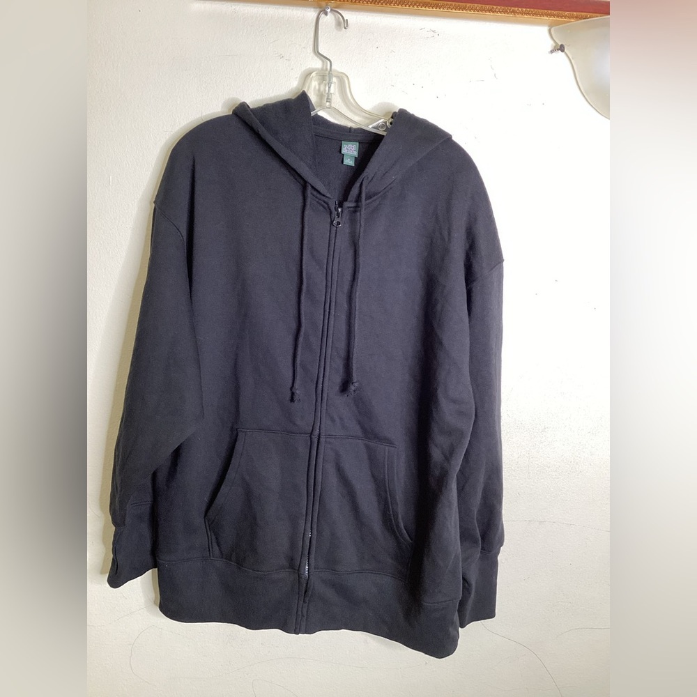 Wild Fable Women's OVERSIZED Hooded Sweatshirt Zip-Up Black - Picture 7 of 8
